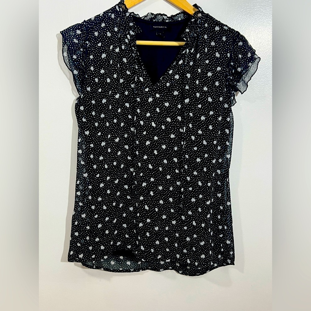 Elegant Black and White Polka Dot Blouse